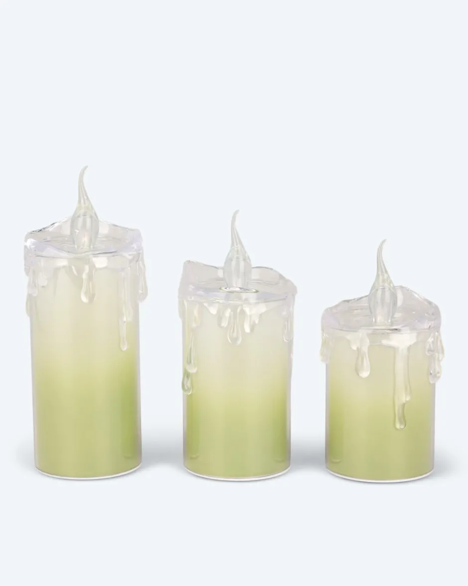 New LED-Kerzen mit Glitzereffekt, 3tlg. Dekoration