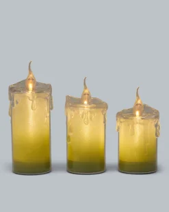 New LED-Kerzen mit Glitzereffekt, 3tlg. Dekoration