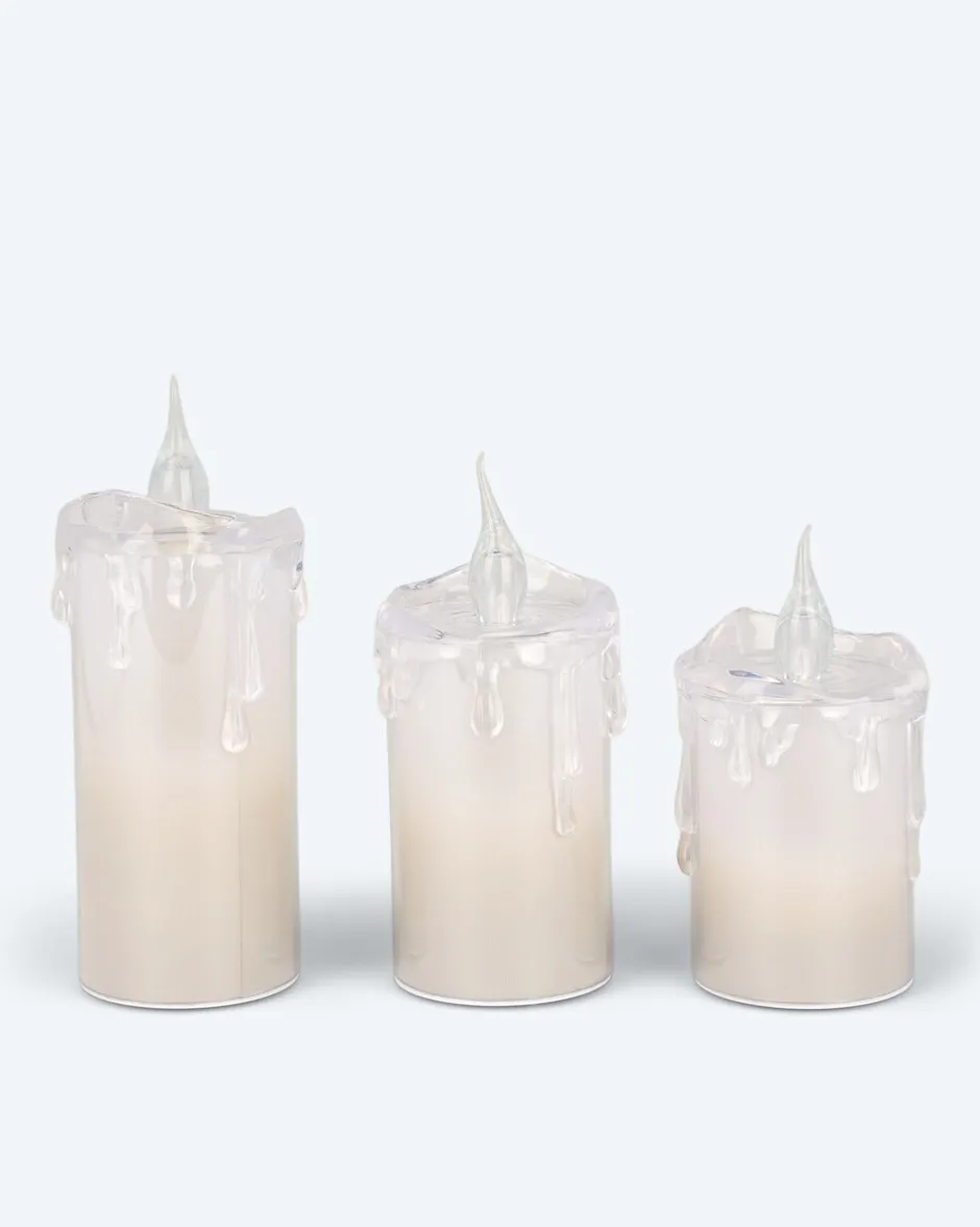 New LED-Kerzen mit Glitzereffekt, 3tlg. Dekoration