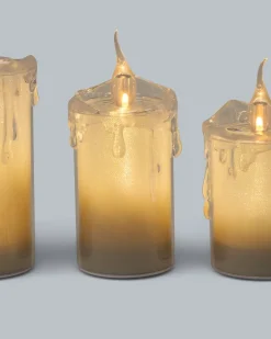 New LED-Kerzen mit Glitzereffekt, 3tlg. Dekoration