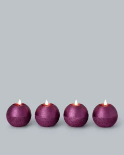 New LED-Kugelkerzen in Metallic-Glitzer, 4tlg. Dekoration
