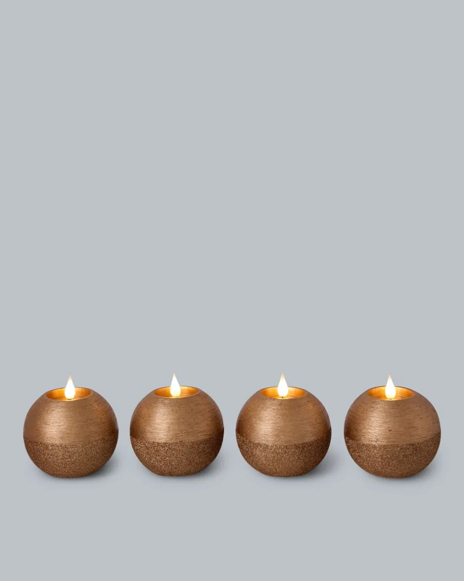 New LED-Kugelkerzen in Metallic-Glitzer, 4tlg. Dekoration