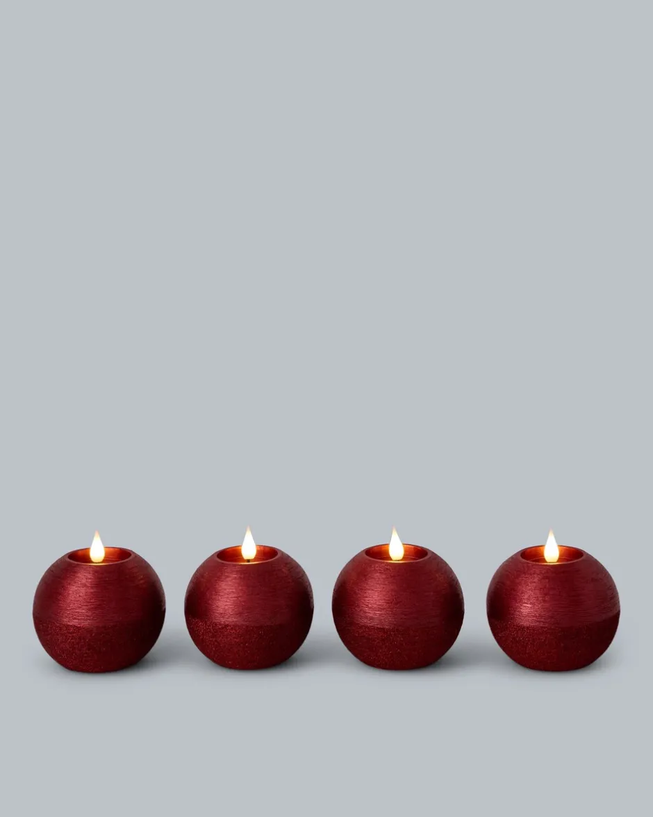 New LED-Kugelkerzen in Metallic-Glitzer, 4tlg. Dekoration