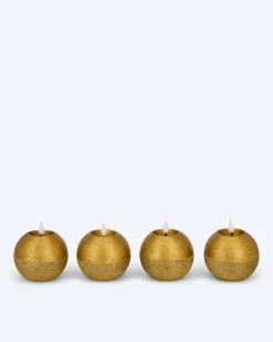 New LED-Kugelkerzen in Metallic-Glitzer, 4tlg. Dekoration