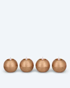 New LED-Kugelkerzen in Metallic-Glitzer, 4tlg. Dekoration