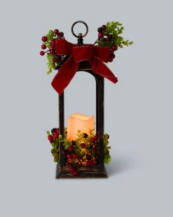 Outlet LED-Laterne mit Beeren-Deko Dekoration