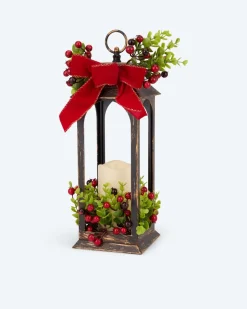 Outlet LED-Laterne mit Beeren-Deko Dekoration
