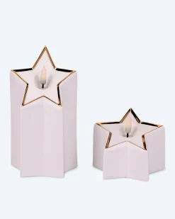 New LED-Porzellankerzen in Sternform, 2tlg. Dekoration
