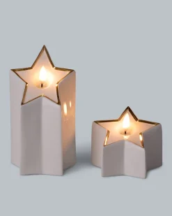 New LED-Porzellankerzen in Sternform, 2tlg. Dekoration