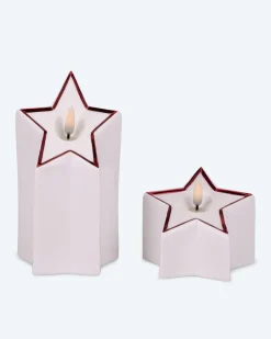 New LED-Porzellankerzen in Sternform, 2tlg. Dekoration