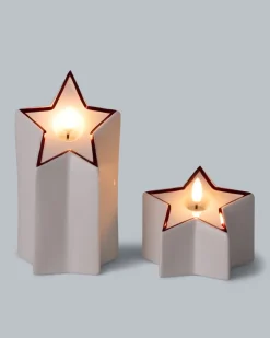 New LED-Porzellankerzen in Sternform, 2tlg. Dekoration
