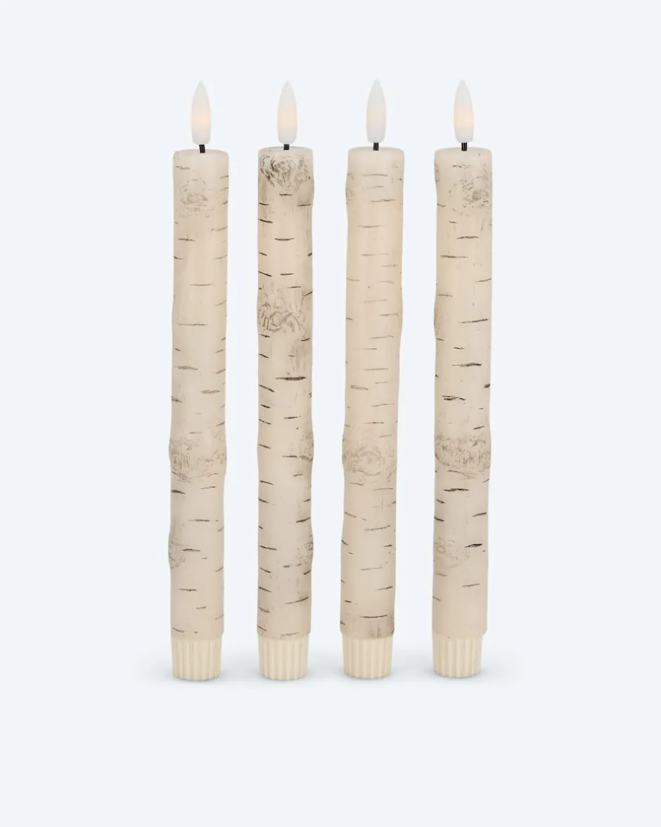 Clearance LED-Stabkerzen im Birken-Design, 4tlg. Dekoration