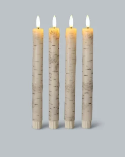 Clearance LED-Stabkerzen im Birken-Design, 4tlg. Dekoration