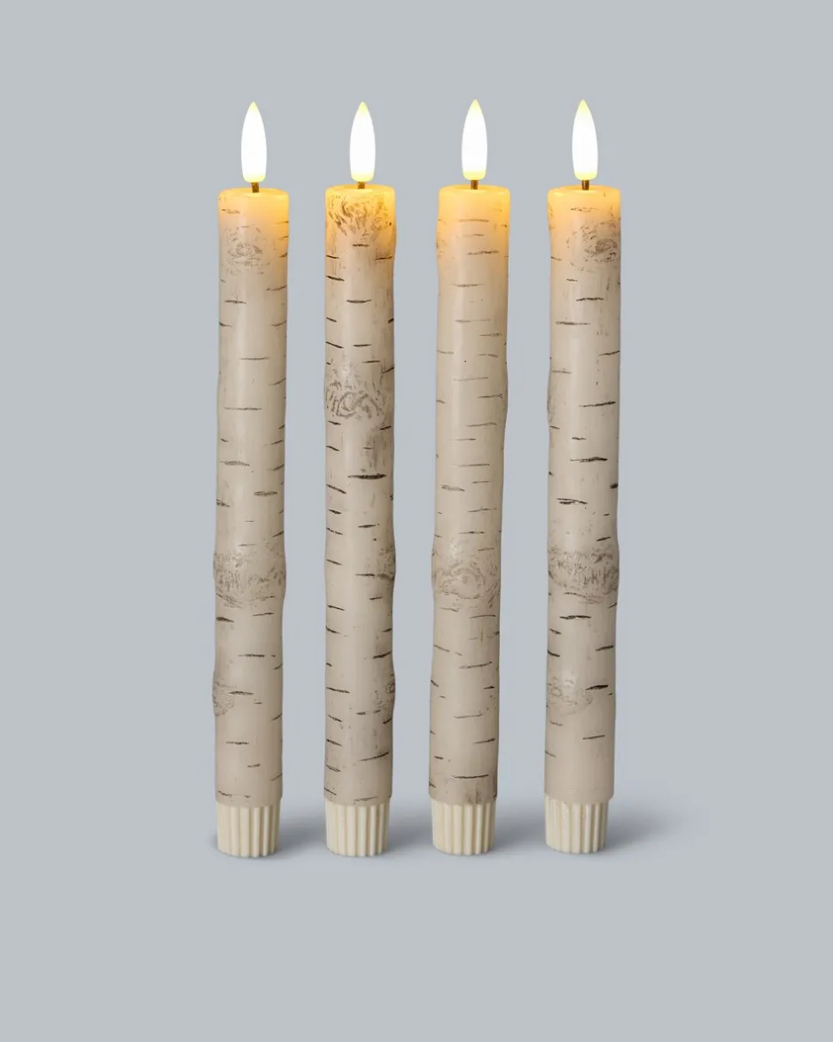 Clearance LED-Stabkerzen im Birken-Design, 4tlg. Dekoration