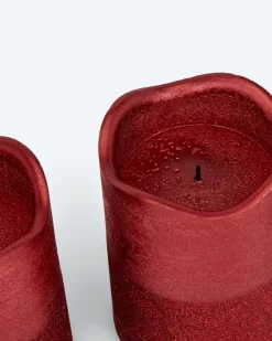 Clearance LED-Stumpenkerzen in Metallic-Glitzer, 4tlg. Dekoration