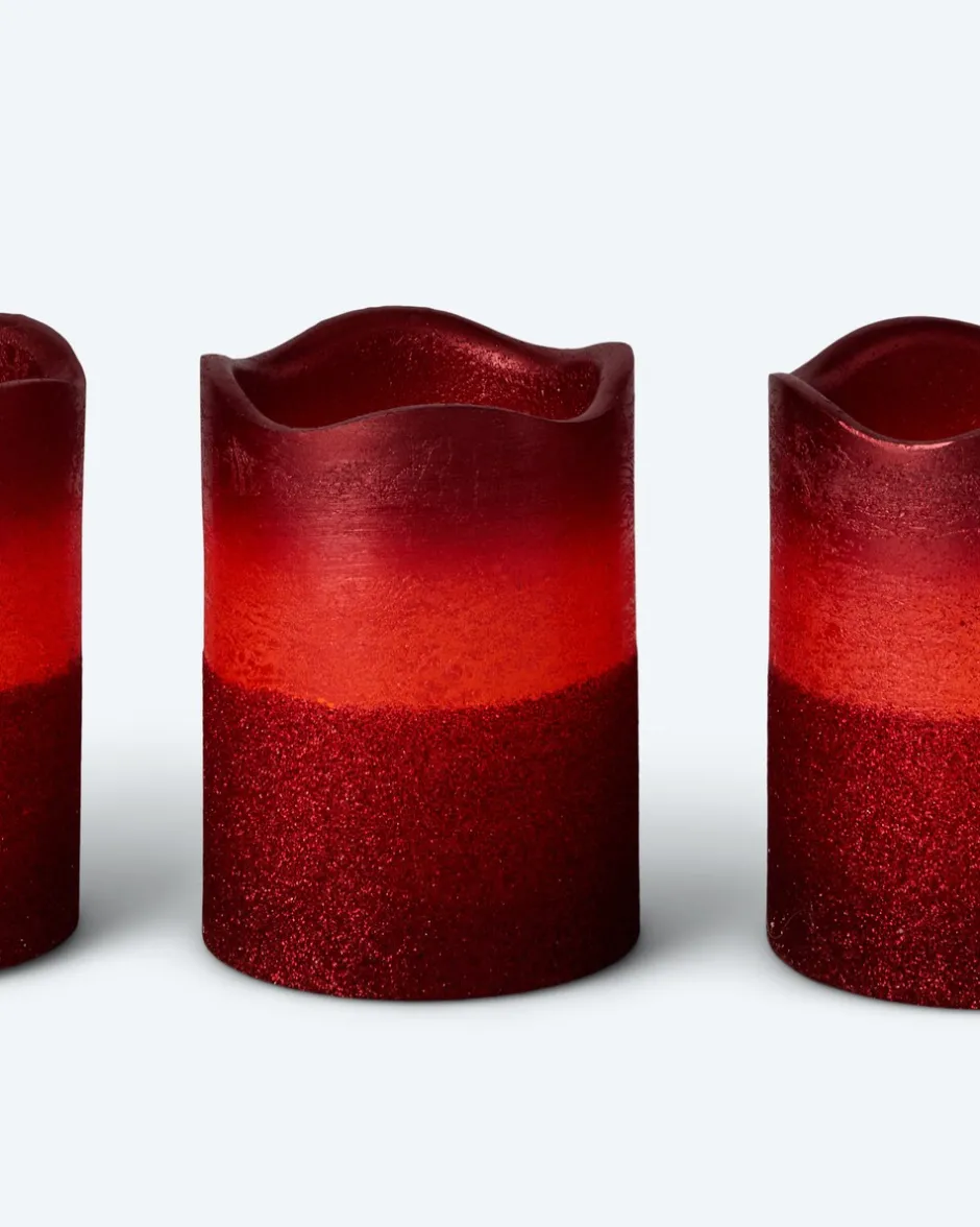 Clearance LED-Stumpenkerzen in Metallic-Glitzer, 4tlg. Dekoration