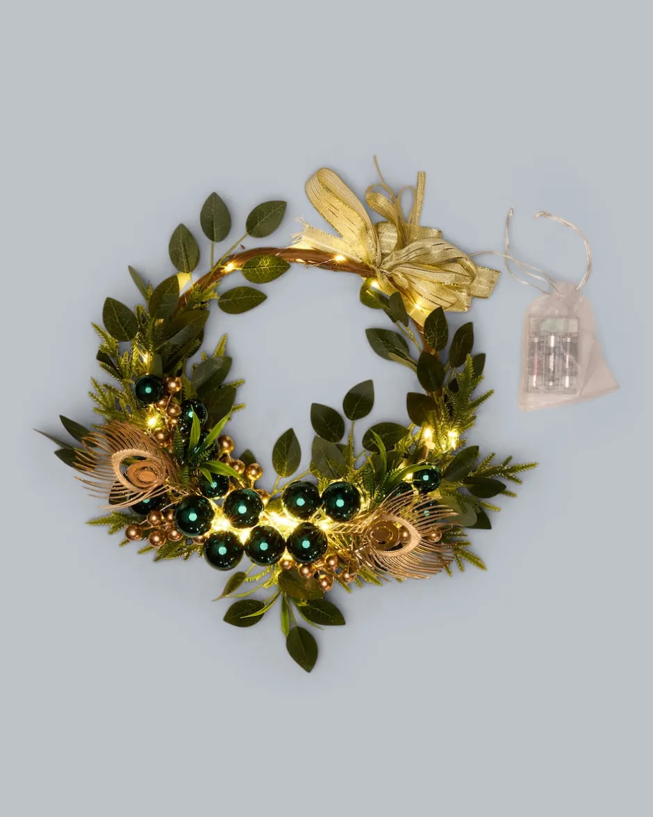 Sale LED-Türkranz mit Kunstfedern Dekoration