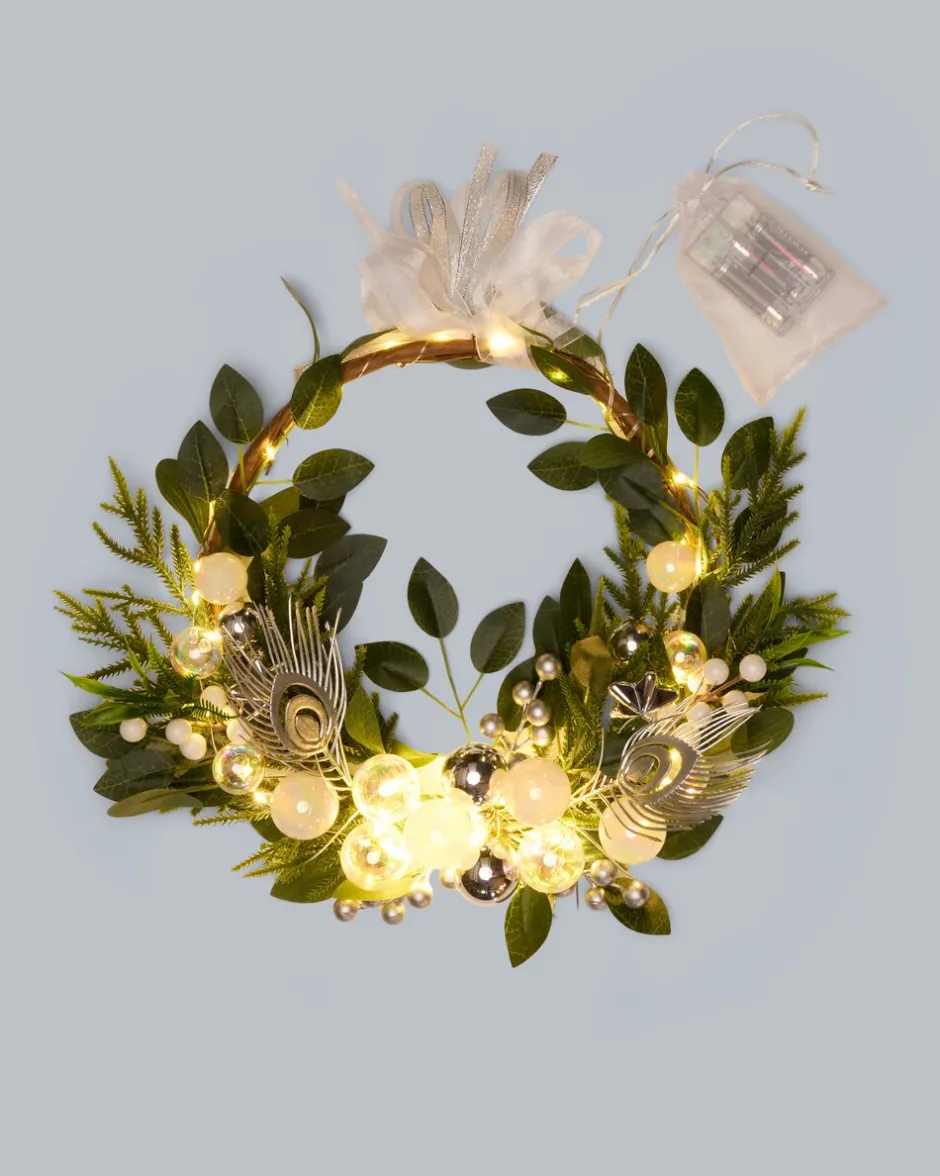 Sale LED-Türkranz mit Kunstfedern Dekoration