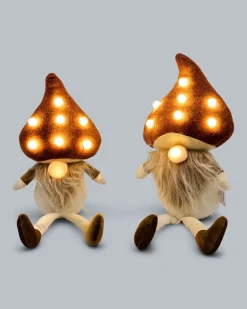LED-Wichtel mit Pilzmütze, 2tlg. Dekoration