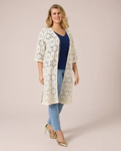 Sale Longcardigan in Crochet-Optik Strickware
