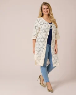 Sale Longcardigan in Crochet-Optik Strickware