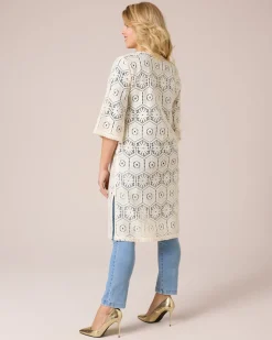 Sale Longcardigan in Crochet-Optik Strickware
