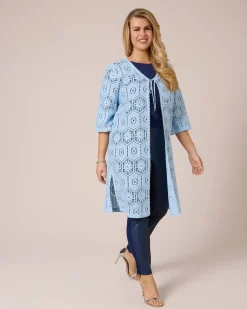 Sale Longcardigan in Crochet-Optik Strickware