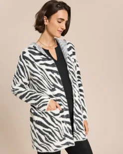 Clearance Long-Cardigan mit Animal-Jacquard Strickware