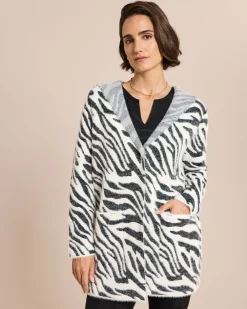 Clearance Long-Cardigan mit Animal-Jacquard Strickware