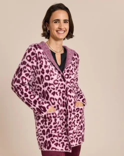 Clearance Long-Cardigan mit Animal-Jacquard Strickware