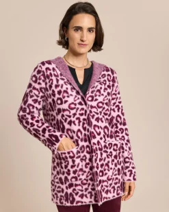 Clearance Long-Cardigan mit Animal-Jacquard Strickware