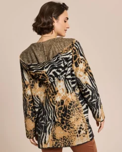 Clearance Long-Cardigan mit Animal-Jacquard Strickware