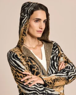 Clearance Long-Cardigan mit Animal-Jacquard Strickware