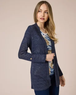 Clearance Longcardigan mit Metallicgarn Strickware