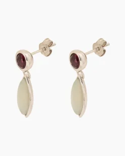 Discount Ohrhänger mit Mondstein und Rhodolith Ohrringe