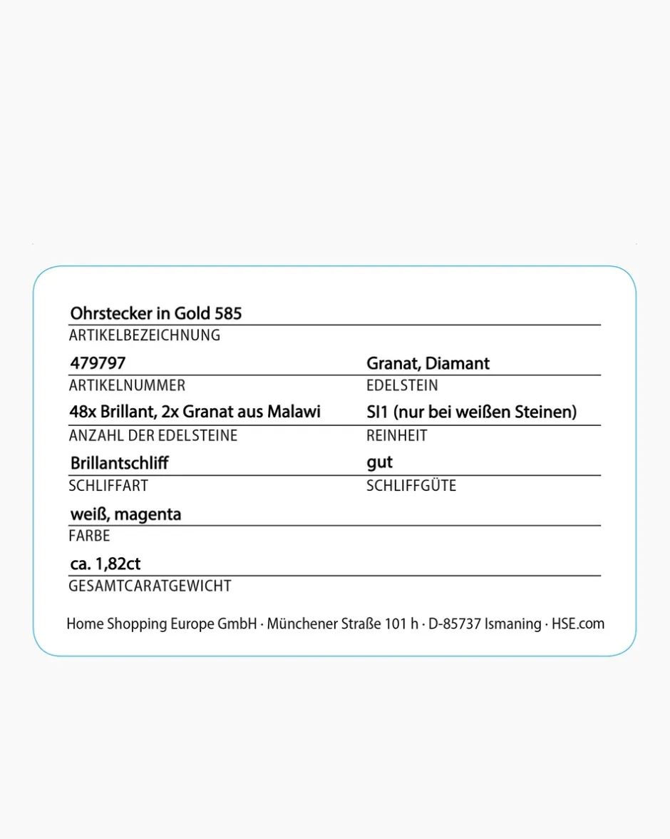 Outlet Ohrstecker mit Malawi Granat + Brillant Ohrringe