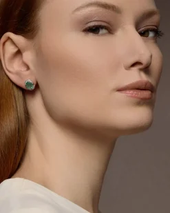 Best Ohrstecker mit Sambia Smaragd und Brillant Ohrringe