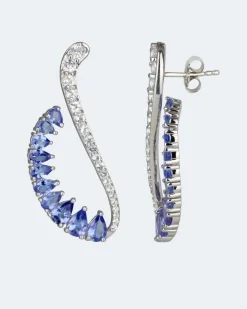 Clearance Ohrstecker mit Tansanit AAAA und Weißtopas Ohrringe