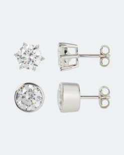 New Ohrstecker-Set mit Zirkonia, 2 Paar Ohrringe