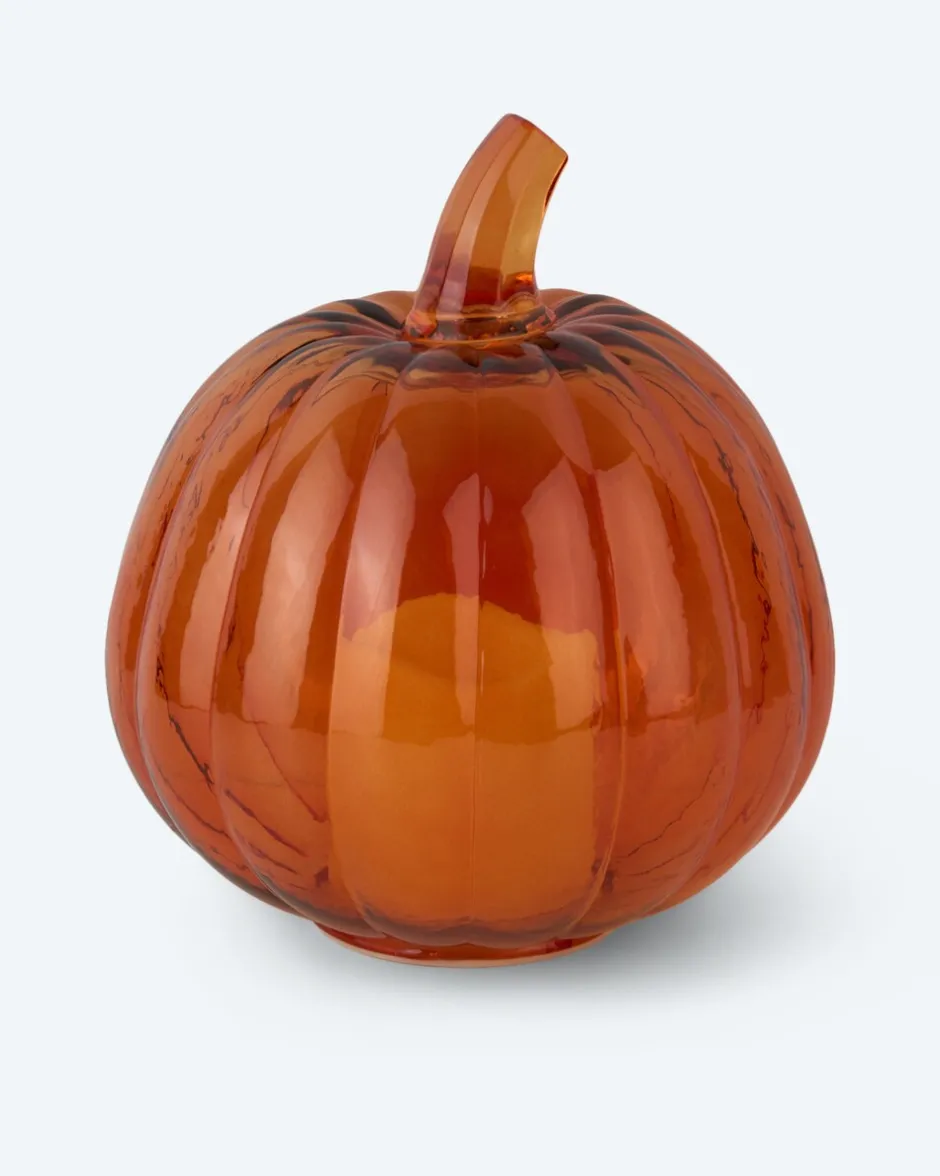 Discount Outdoor Glaskürbis mit LED Kerze Dekoration