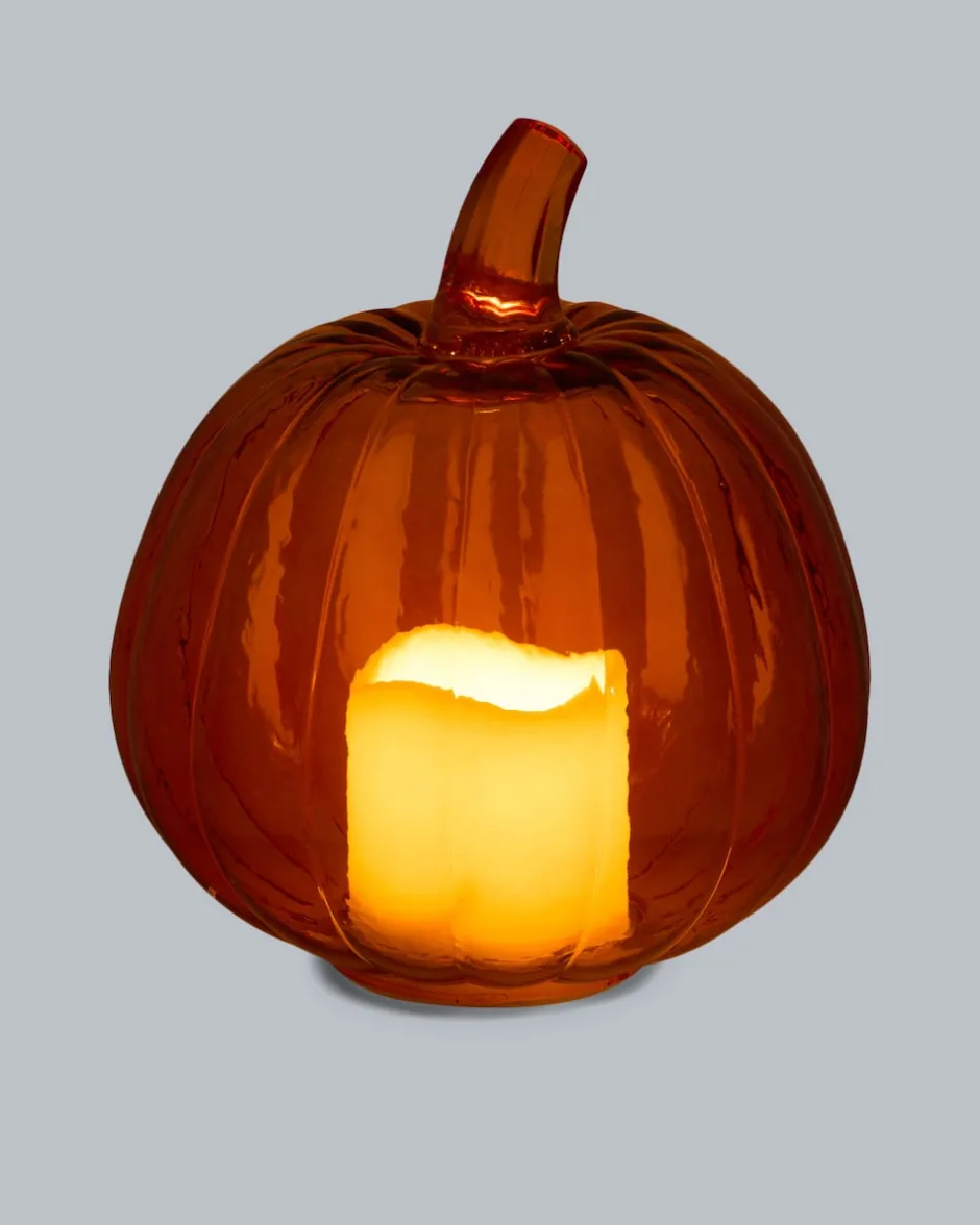 Discount Outdoor Glaskürbis mit LED Kerze Dekoration