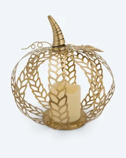 Outdoor Metallkürbis mit LED Kerze Dekoration