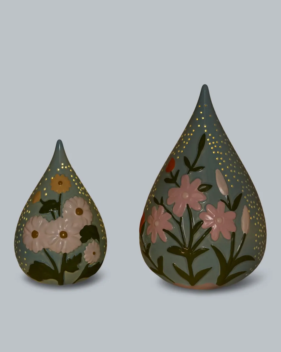 Outdoor Tropfen "Blütendesign" 2er-Set Dekoration