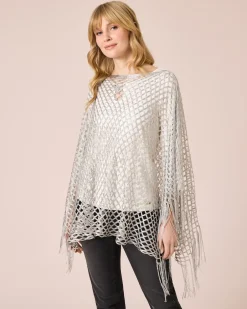 Hot Poncho mit Fransen Strickware