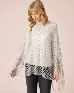 Hot Poncho mit Fransen Strickware