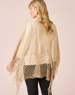 Hot Poncho mit Fransen Strickware