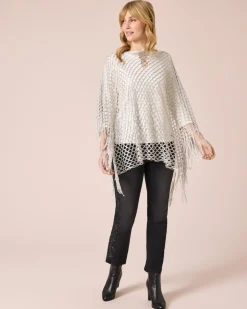 Hot Poncho mit Fransen Strickware