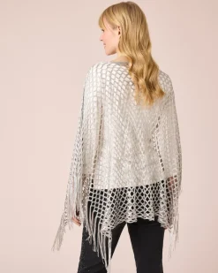 Hot Poncho mit Fransen Strickware
