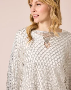 Hot Poncho mit Fransen Strickware