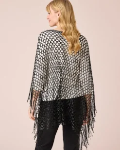 Hot Poncho mit Fransen Strickware